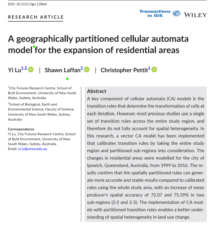 A geographically partitioned cellular automata model for the expansion of residential areas
