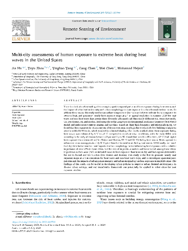 Multi-city assessments of human exposure to extreme heat during heat waves in the United States